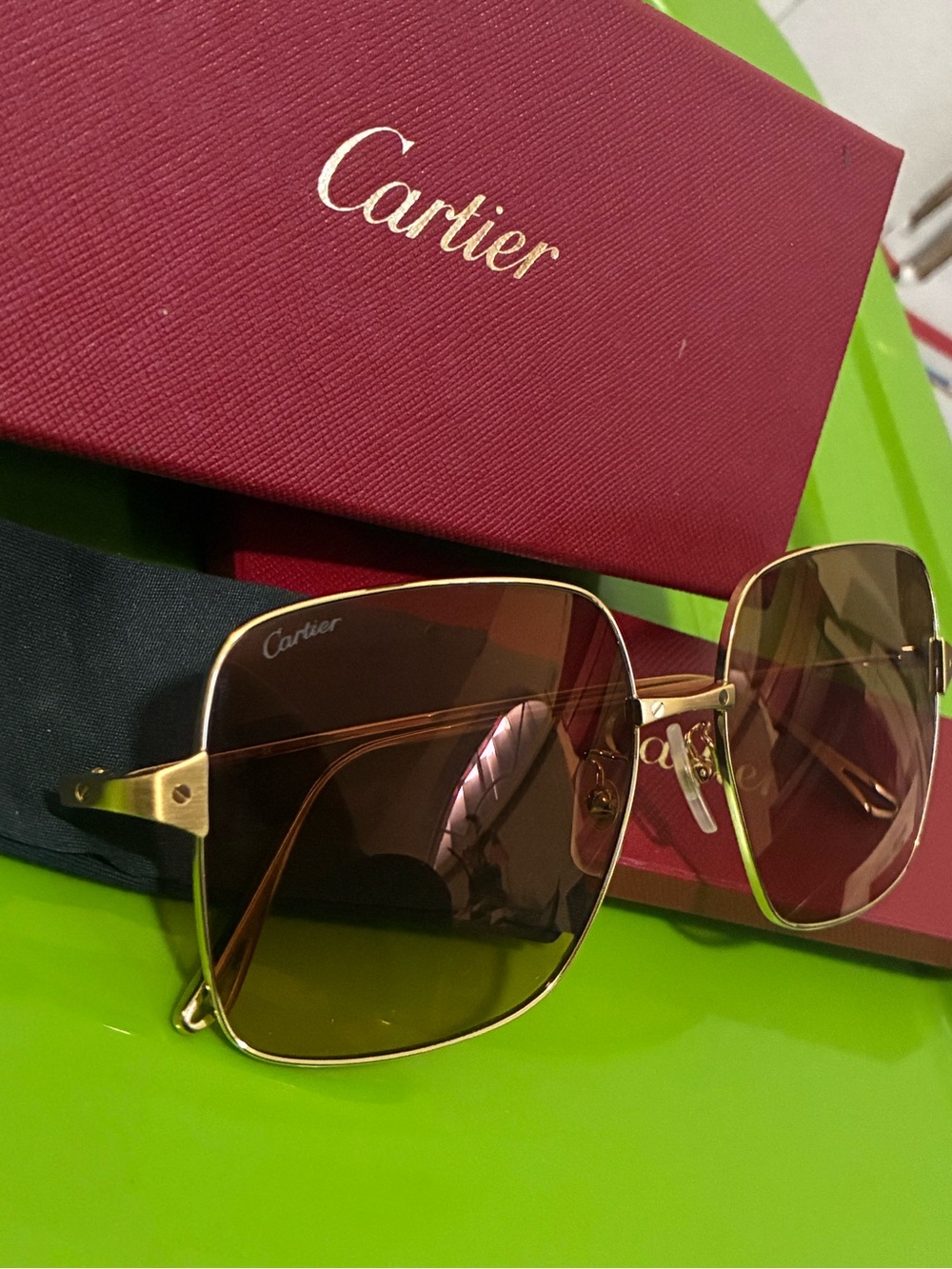 Cartier Gold Frame Brown Gradient Lenses Sunglasses
